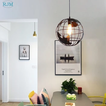 Nordic retro, nowoczesny, twórczy wisząca prosta kula Żelazna lampa wisząca dla restauracja kawiarnia bar / salon, pokój dziecięcy oświetlenie
