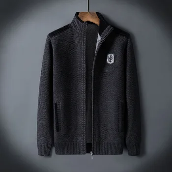 Nowa dostawa modny sweter męski sweter kurtka na zamek kołnierz casual komputer z dzianiny gruby aksamit ciepły rozmiar M LXL 2XL 3XL