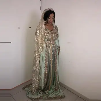 Nowa Moda Koraliki Kryształ Marokańska Kaftan Sukienka Plus Size Aplikacja Muzułmański Dubaj Arabski Wyjątkowa Sukienka Sukienki