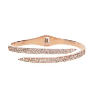 Nowa tożsamość modne bransoletki różowe złoto kolor węża projekt micro pave clear cz otwarty mankiet moda luksusowe kobiety otwarty mankiet bransoletka