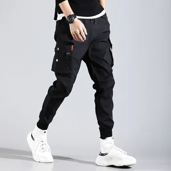 Nowa ulica odzież spodnie męskie jesienne męskie biegacze letnie spodnie-cargo multi-kieszeń kostki długość casual męskie hip-hop spodnie