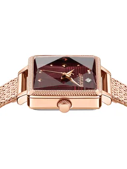 Nowe 4 kolory małe kwadratowe damskie zegarki Julius Japan Mov't Hours eleganckie, modne zegarki bransoletka metalowa pudełko dla dziewczyn