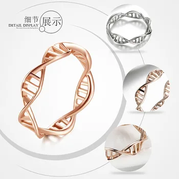 Nowe modne różowe złote pierścienie na palce DNA w kształcie nici ze stali nierdzewnej ślubne pierścienie dla kobiet biżuteria 2020