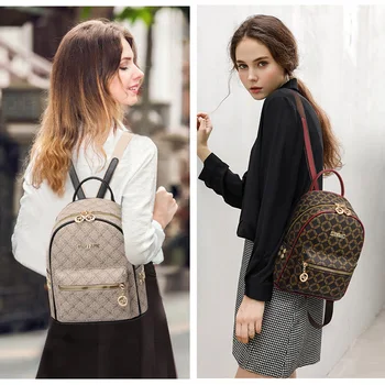 Nowe nity plecaki dla kobiet skórzany plecak luksusowy projektant torba panie druku plecaki dla dziewczyn szkolna torba na ramię torba