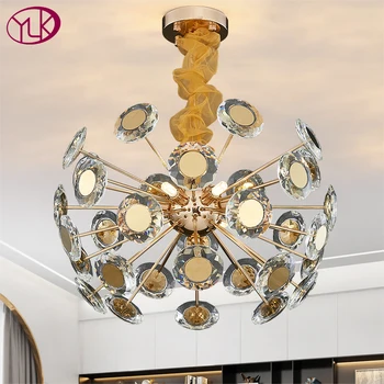 Nowoczesna złota kryształowy żyrandol oświetlenie do salonu, jadalni LED luksusowa kuchnia wyspa bar lampy wiszące Lampy
