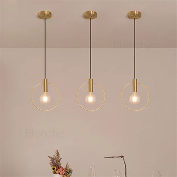 Nowoczesne żelazne artystyczne lampy wiszące złoto 20 cm/28 cm okrągłe lampy wiszące loft przemysłowe do salonu, jadalni i kuchni led