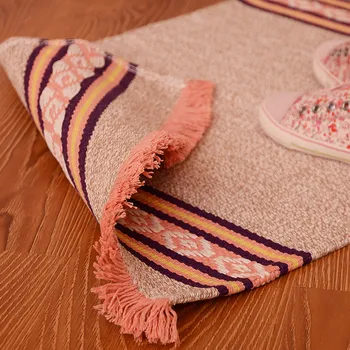 Nowoczesny bawełna ręcznie 45x70 cm splot fala pasek kolorowy dywan kuchnia mały dywanik dywaniki prezent