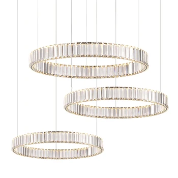 Nowoczesny design Kryształ pierścień światła Chanderlier LED luksusowy salon okrągły Kryształ stali nierdzewnej zawieszenie oprawa wisiorek