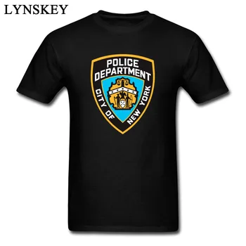 Nowojorski departament logo t-shirt męska Funky Slim Fit czystej bawełny bluzki, koszulki śmieszne, grupa t-shirt mężczyźni