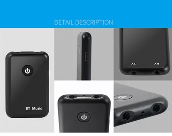 Nowy 2 w 1 Bluetooth 4.2 nadajnik odbiornik bezprzewodowy adapter audio obsługa audio 3,5 mm do telewizora / kina stereo/telefonu