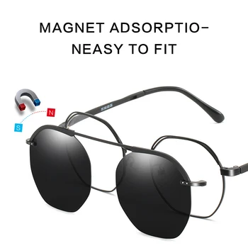 Nowy 2 w 1 klip Magnes okulary polaryzacyjne Kobiety lustrzane klip na okulary oprawki okularowe mężczyźni przepis krótkowzroczność okulary