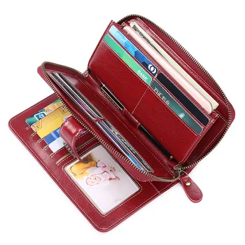 Nowy 2019 skórzany portfel damski designerski portfel damskie luksusowe damskie portfele luksusowy telefon kieszeń Carteira Feminina