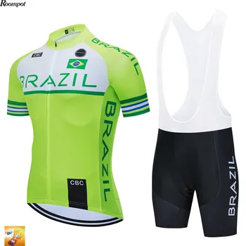 Nowy 2020 Brazylia drużyna narodowa jazda na Rowerze Jersey zestawy zielony rower MTB oddychające spodenki odzież jazda na Rowerze garnitur 16D żel