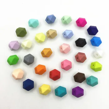 Nowy 30 kolorów silikonowe sześciokątne koraliki - DIY silikonowe sześciokątne koraliki BPA free silikonowe luźne koraliki bez linii łączenia 50 szt./lot