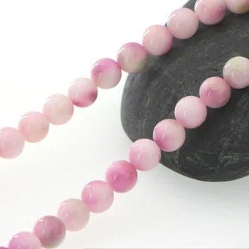 Nowy piękny 8 mm naturalny różowy кунцит kamienie okrągłe luźne koraliki Diy akcesoria kobieta prezent naszyjnik bransoletka biżuteria 15