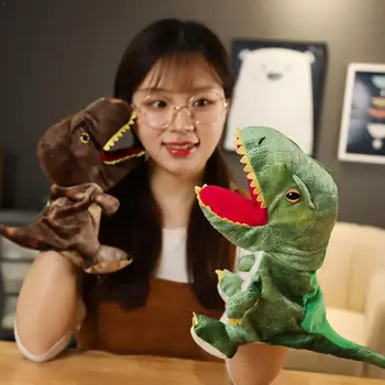 Nowy pluszowy symulator uroczy dinozaur ręczne lalka zabawka ruchoma Otwarta lalka gry zabawki dla dzieci pluszowy usta rolę ręcznie prezent D6C9