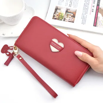 Nowy przyjazd kobiety długi portfel na zamek błyskawiczny portfel moda klasyczny o dużej pojemności telefon portfele pędzelkiem kopertówka portafoglio donna.