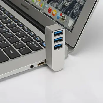 Nowy stop aluminium Mini 3 Port USB 3.0 Hub obrotowy USB Splitter adapter do PC notebook laptop