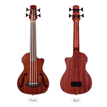 Nowy ukelele 30 cm wycięcie U-bas UBass drewniana podłoga elektryczny bas akustyczny ukulele wbudowany EQ tuner z F efektów otworami