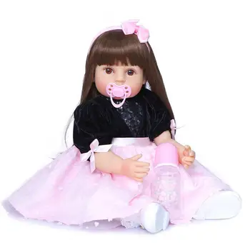 NPK 55CM reborn baby doll princess toddler girl soft touch full body silikonowy Świąteczny prezent wysokiej jakości lalka Antyki