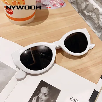 NYWOOH marki vintage okulary Kobiety luksusowy projektant retro czarny Kocie oko okulary gradient uv400 okulary przeciwsłoneczne lustro