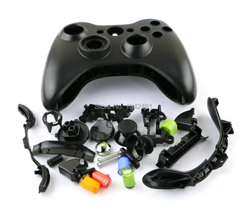 OCGAME For Xbox 360 Wired Controller Housing Shell Cross Button Whole Housing Cover Case for Xbox 360 Joystick Black And White