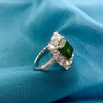 OEVAS 925 srebro Rocznika 9*11 mm Szmaragd высокоуглеродистый diament pierścionek zaręczynowy dla kobiet błyszczące partii wykwintne biżuteria