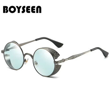 Okrągłe metalowe okulary steampunk mężczyźni kobiety Modne okulary marki projektant UV400 vintage, retro okulary 885