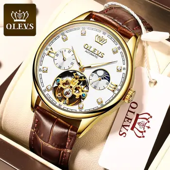 OLEVS Top Brand mężczyzna automatyczny zegarek mechaniczny zegarek wodoodporny pasek ze stali nierdzewnej zegarki męskie