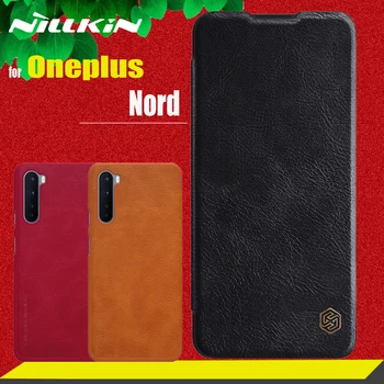 Oneplus Nord Case Casing Nillkin oryginalny miękki skórzany pokrowiec faux odwróć karty portfel etui do One Plus Nord pokrywa telefonu