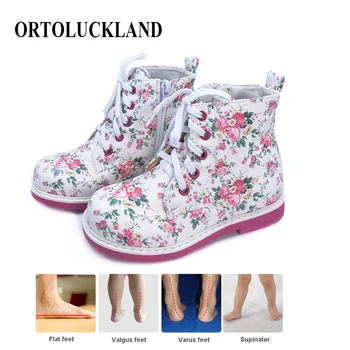 Ortoluckland Baby girls skórzane obuwie ortopedyczne buty dla dzieci dzieci koronki biały wiosna jesień zima rzymskie buty