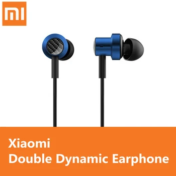 Oryginalny Xiaomi podwójny dynamiczne słuchawki w uchu słuchawki przewodowe sterowanie podwójny sterownik z mikrofonem dla Redmi Note 5 plus Mi 8