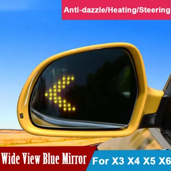 Oświetlenie ogrzewanie tylne lusterko boczne kierunkowskazy niebieski krzywizna anty parowaniu rażący lusterko do BMW X3 F25 X4 F26 X5 F15 X6 F16