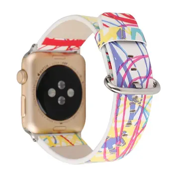 Pasek do zegarka Apple Watch mc Series 1 2 3 4 5 Skórzany pasek 44 42 40 38 mm kolorowe paski kosmiczny bransoletka metalowa klamra pasek