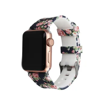 Pasek do zegarka pasek do Apple 38 40 42 mm 44 mm inteligentny zegarek wymienić Silikon drukowany pasek bransoletka dodać wysokiej jakości złącze ze stali nierdzewnej
