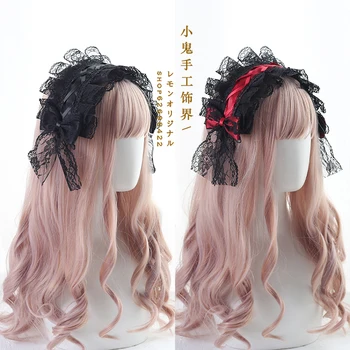 Pałacowy styl gotycki Vintage japoński Lolita dziewczyna opaska koronkowa kokarda nakrycia głowy cosplay taśma do włosów akcesoria do włosów Spinka