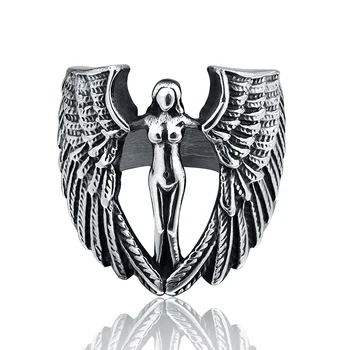 Pierścienie Anioła stali nierdzewnej moda motocykl casting retro męskie Skrzydła Anioła pierścień motocyklistów rock punk pierścień