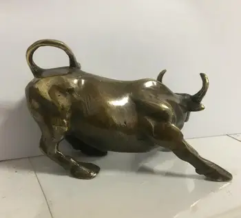 Piękna i potężna brązowy posąg byka z Wall Street meble na pulpit, wyszukane prezenty 11,5 cm