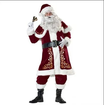 Plus rozmiar boże Narodzenie Santa Claus велюровая odzież cosplay kostium para Karnawał party dress up rekwizyty kostium Strój dla dorosłych na gorąco