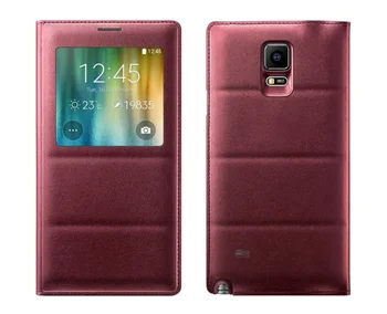 Pokrywa na zawiasach, portfel skórzany pokrowiec do telefonu Samsung Galaxy Note 4 Smart View Note4 N910 SM N910F N910H SM-N910F z oryginalnym chipem