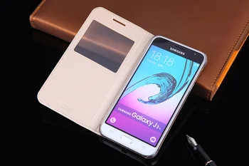 Pokrywa na zawiasach, skórzane etui do telefonu Samsung Galaxy J3 2016 GalaxyJ3 J 3 SM J320F J320FN J320H J302M SM-J320F SM-J320FN SM-J320H