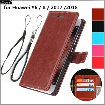 Posiadacz karty futerał Pokrowiec do Huawei Y6 Pu skórzane etui dla telefonu portfel etui do Huawei Y6 Y6 II 2017 Y6 Prime 2018 2019 Case