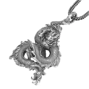 Prawdziwe srebro próby 925 Latający smok zawieszenia dla mężczyzn punk retro styl Ważka wisiorek biżuteria srebrna