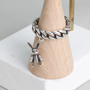 Prawdziwe srebro próby 925 palec pierścienie dla kobiet Mody biżuterii duże regulowane antyczne pierścienie Anillos niedźwiedź pędzelkiem
