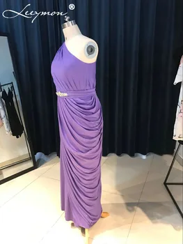 Prawdziwy Nowy fioletowy długie plisowane szyfonowe sukienki druhny 2019 bez rękawów z czasowymi sukienki wieczorowe sukienki Lady