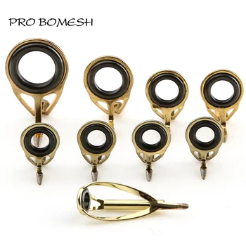 Pro Bomesh Gold Color Casting Fishing Rod Guide Set Kit Stainless Steel Guide DIY Slow jigging Guide Rod Accessory