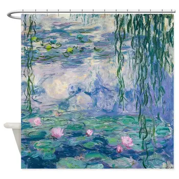 Projekt Lilie Wodne Claude Monet Sztuka Tkanina Dekoracyjna Zasłona Do Prysznica