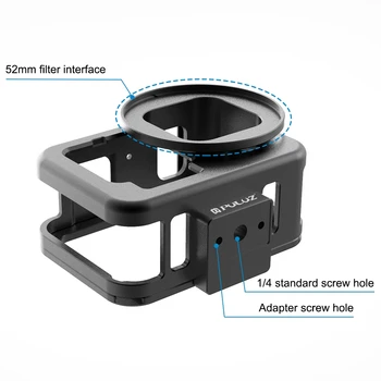 PULUZ do GoPro HERO9 Black Thin Housing Shell CNC Aluminum Alloy Protective Cage with Insurance Frame & 52mm UV Lens