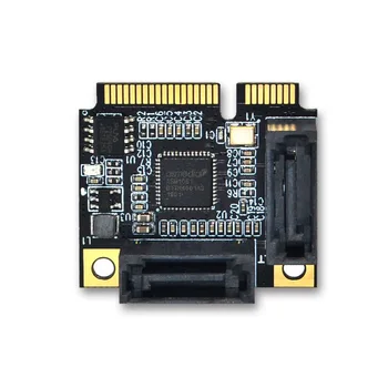 QINDIAN Add On Card Mini PCI-E PCI Express to 2 Port SATA 3.0 Converter SSD HDD SATA3 Controller Expansion Card SATA Multiplier