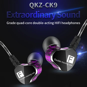 QKZ CK9 przenośny ciężki bas HiFi 3,5 mm w uchu sportowe słuchawki przewodowe słuchawki z mikrofonem